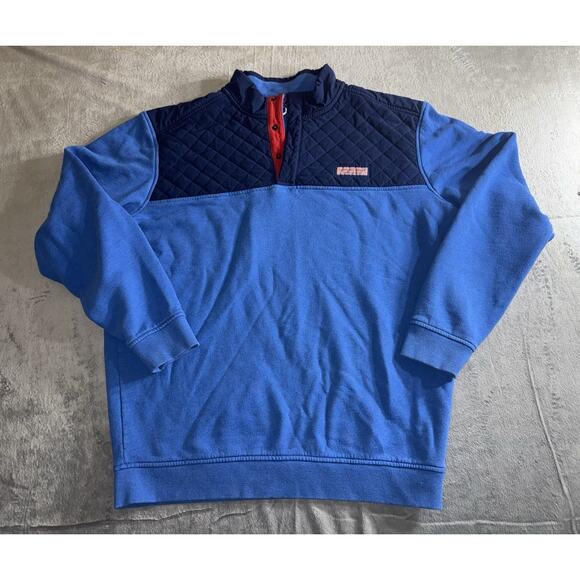 Vineyard Vines Men's Quilted 1/4 Snap Pullover Ocean Blue/Navy/Red Size Large - Picture 1 of 9